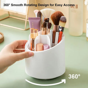 360 Degree Rotation Cosmetic Brush Holder with Transparent Top