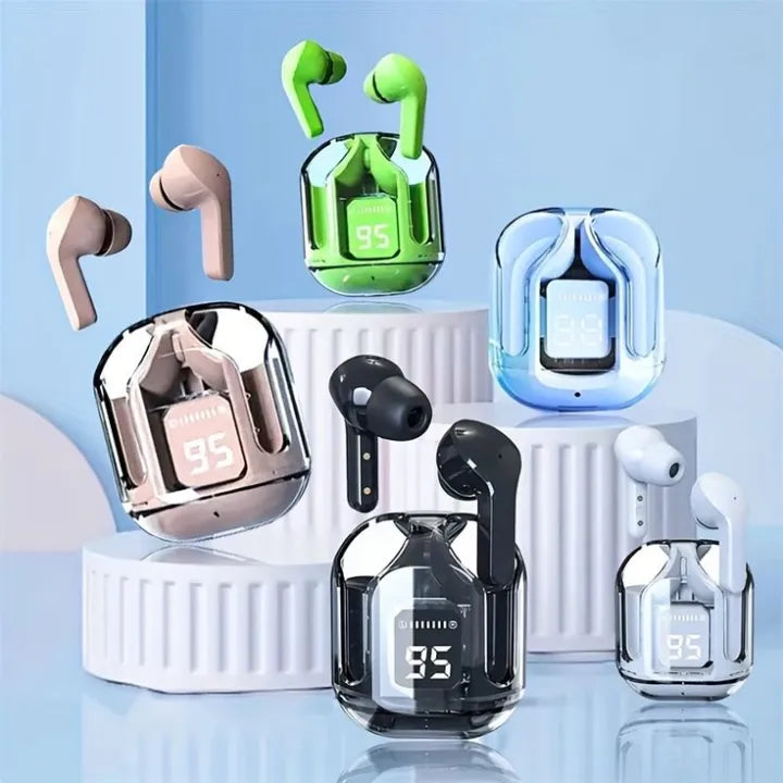 TWS Air 31 Wireless Earbuds Headset | Crystal Transparent Bluetooth 5.3 | LED Digital Display airpods