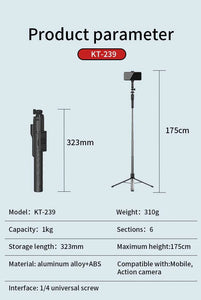 Selfie Stick with LED Light & Blutooth Remote and Selfie Stand