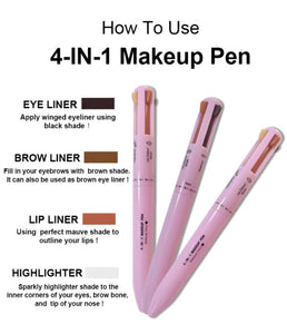 4 In 1 Eyebrow Pencil Waterproof Long Lasting Easy Color Eyebrow Lip Highlighter Pen Sweat proof Makeup Cosmetic Tool