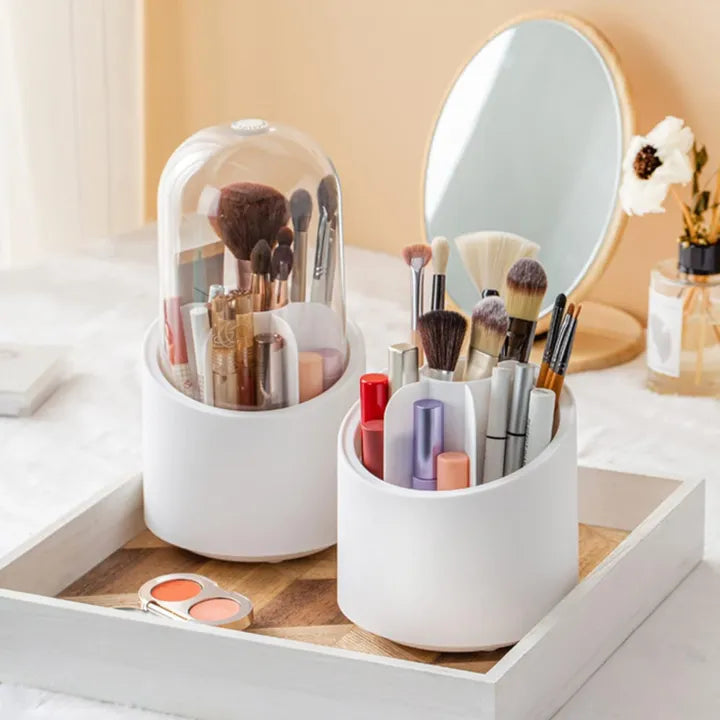 360 Degree Rotation Cosmetic Brush Holder with Transparent Top