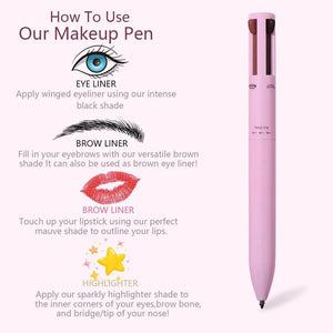 4 In 1 Eyebrow Pencil Waterproof Long Lasting Easy Color Eyebrow Lip Highlighter Pen Sweat proof Makeup Cosmetic Tool