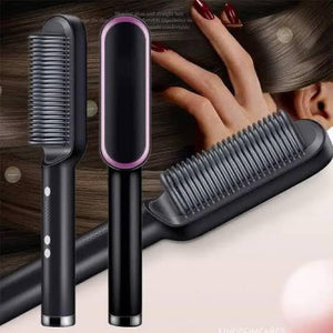 2-in-1 Hair Straightener Iron Brush Straight Hair Comb Curling Professional Styling Brush For Women