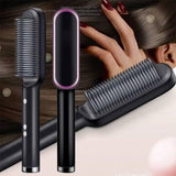 2-in-1 Hair Straightener Iron Brush Straight Hair Comb Curling Professional Styling Brush For Women