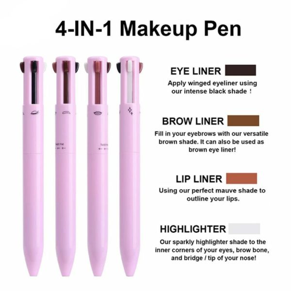 4 In 1 Eyebrow Pencil Waterproof Long Lasting Easy Color Eyebrow Lip Highlighter Pen Sweat proof Makeup Cosmetic Tool