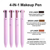 4 In 1 Eyebrow Pencil Waterproof Long Lasting Easy Color Eyebrow Lip Highlighter Pen Sweat proof Makeup Cosmetic Tool