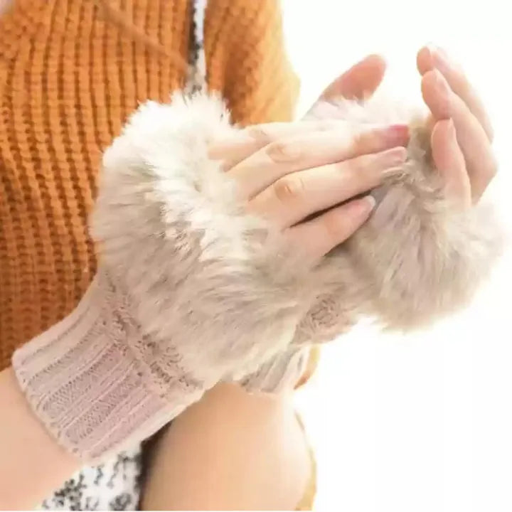 Women Girls Winter Wool Knit Gloves Warm Fingerless Gloves Ultra Soft