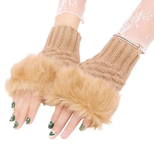 Women Girls Winter Wool Knit Gloves Warm Fingerless Gloves Ultra Soft