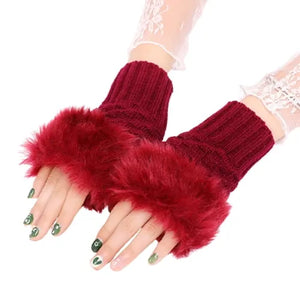 Women Girls Winter Wool Knit Gloves Warm Fingerless Gloves Ultra Soft